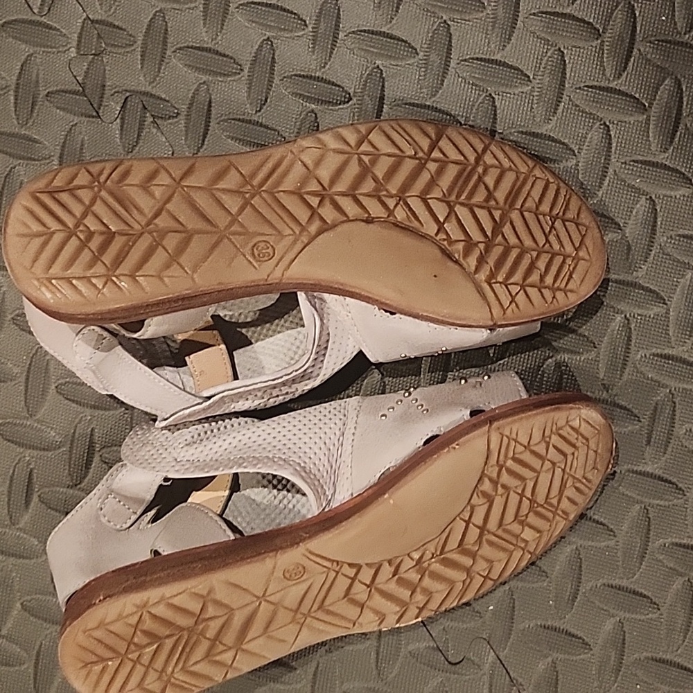 Miz Mooz Gray Perforated Leather Sandals - Picture 2 of 6
